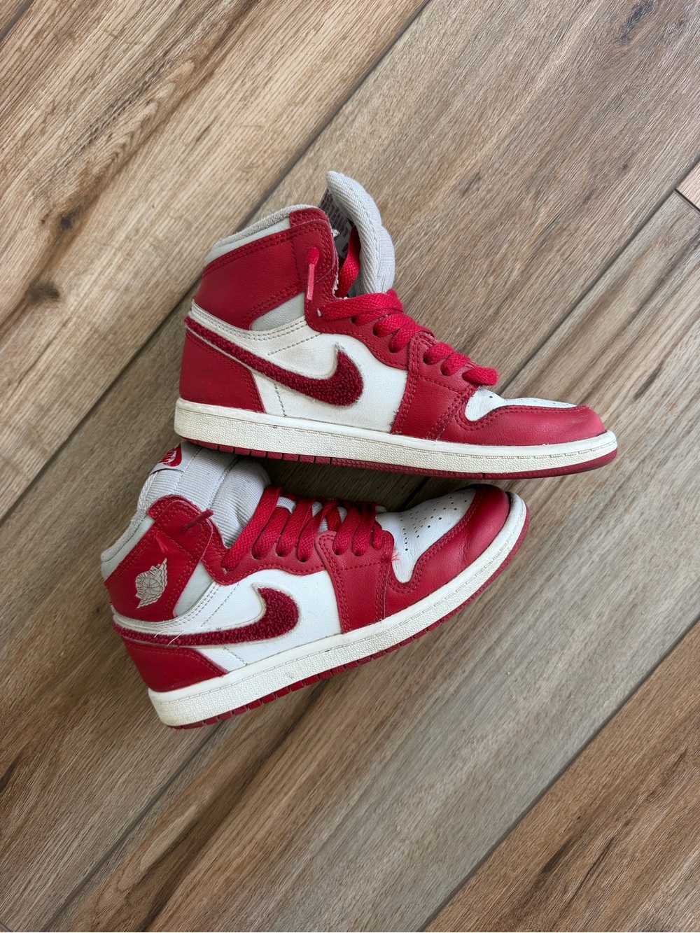 Nike Red and White High-Top Basketball Sneakers